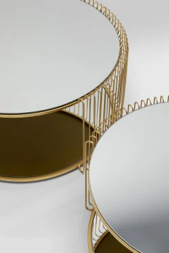 Clearance KARE Design Zestaw 2 stolików kawowych blaty i półki lustrzane rama złota - KARE