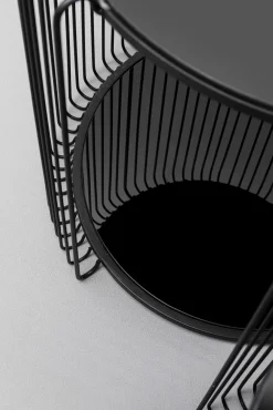 Best KARE Design Zestaw 2 stolików pomocniczych czarnych blaty i półki szklane rama stalowa - KARE