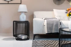 Best KARE Design Zestaw 2 stolików pomocniczych czarnych blaty i półki szklane rama stalowa - KARE