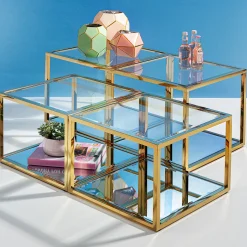 Fashion KARE Design Zestaw czterech stolików kawowych Orion złote - KARE