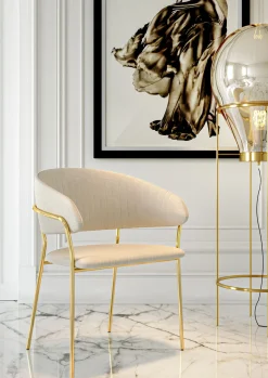 Outlet KARE Design Zestaw dwóch krzeseł z podłokietnikami Belle 61x80 cm kremowe - KARE