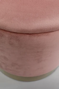 New KARE Design Zestaw dwóch puf tapicerowanych ze schowkiem różowe podstawy złote - KARE