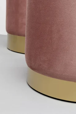 New KARE Design Zestaw dwóch puf tapicerowanych ze schowkiem różowe podstawy złote - KARE