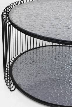 Outlet KARE Design Zestaw dwóch stolików blaty szklane rama stalowa - kolor czarny - KARE