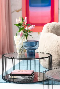 Outlet KARE Design Zestaw dwóch stolików blaty szklane rama stalowa - kolor czarny - KARE