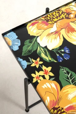 Clearance KARE Design Zestaw dwóch stolików Garden Flowers - blaty kwadratowe - motyw kwiatowy - KARE