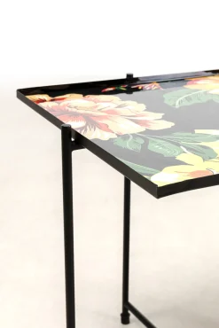 Clearance KARE Design Zestaw dwóch stolików Garden Flowers - blaty kwadratowe - motyw kwiatowy - KARE