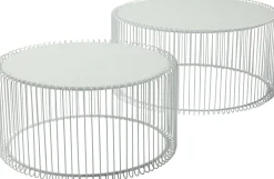 New KARE Design Zestaw dwóch stolików kawowych Wire białe - KARE