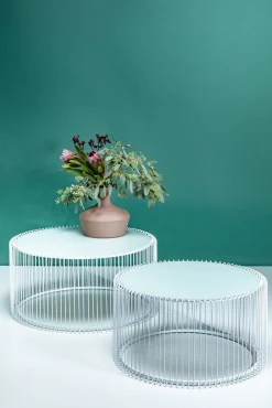 New KARE Design Zestaw dwóch stolików kawowych Wire białe - KARE