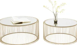 Online KARE Design Zestaw dwóch stolików kawowych Wire mosiężne - KARE
