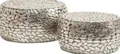 Outlet KARE Design Zestaw dwóch stolików kawowych Pebbles Deluxe srebrne - KARE