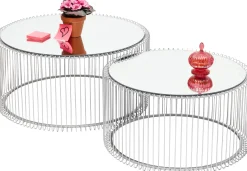 Hot KARE Design Zestaw dwóch stolików kawowych Wire srebrne - KARE