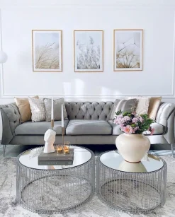 Hot KARE Design Zestaw dwóch stolików kawowych Wire srebrne - KARE