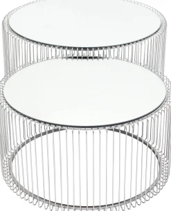 Hot KARE Design Zestaw dwóch stolików kawowych Wire srebrne - KARE