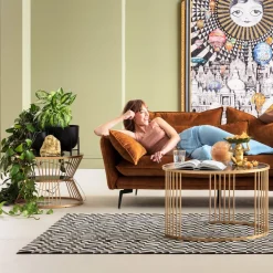 Hot KARE Design Zestaw dwóch stolików kawowych Roma - złote - blaty marmur - KARE