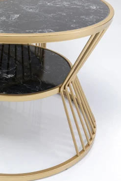 Hot KARE Design Zestaw dwóch stolików kawowych Roma - złote - blaty marmur - KARE