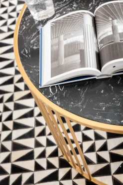 Hot KARE Design Zestaw dwóch stolików kawowych Roma - złote - blaty marmur - KARE