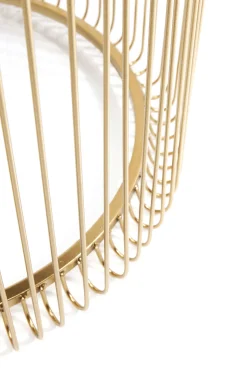 Best KARE Design Zestaw dwóch stolików kawowych Wire okrągły blat mosiężne #2 - KARE