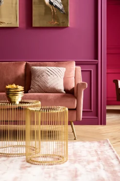 Best KARE Design Zestaw dwóch stolików kawowych Wire okrągły blat mosiężne #2 - KARE