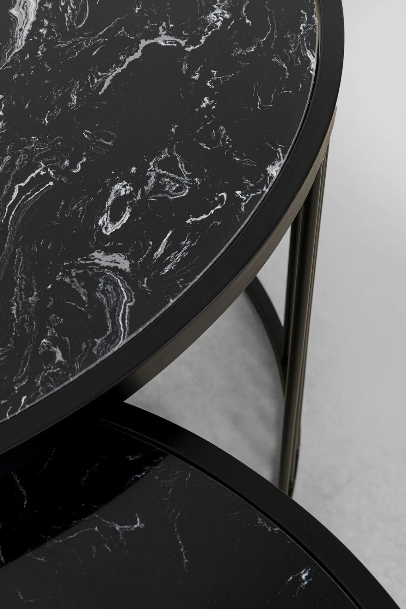 Outlet KARE Design Zestaw dwóch stolików kawowych Roma czarne - blaty marmurowe - KARE