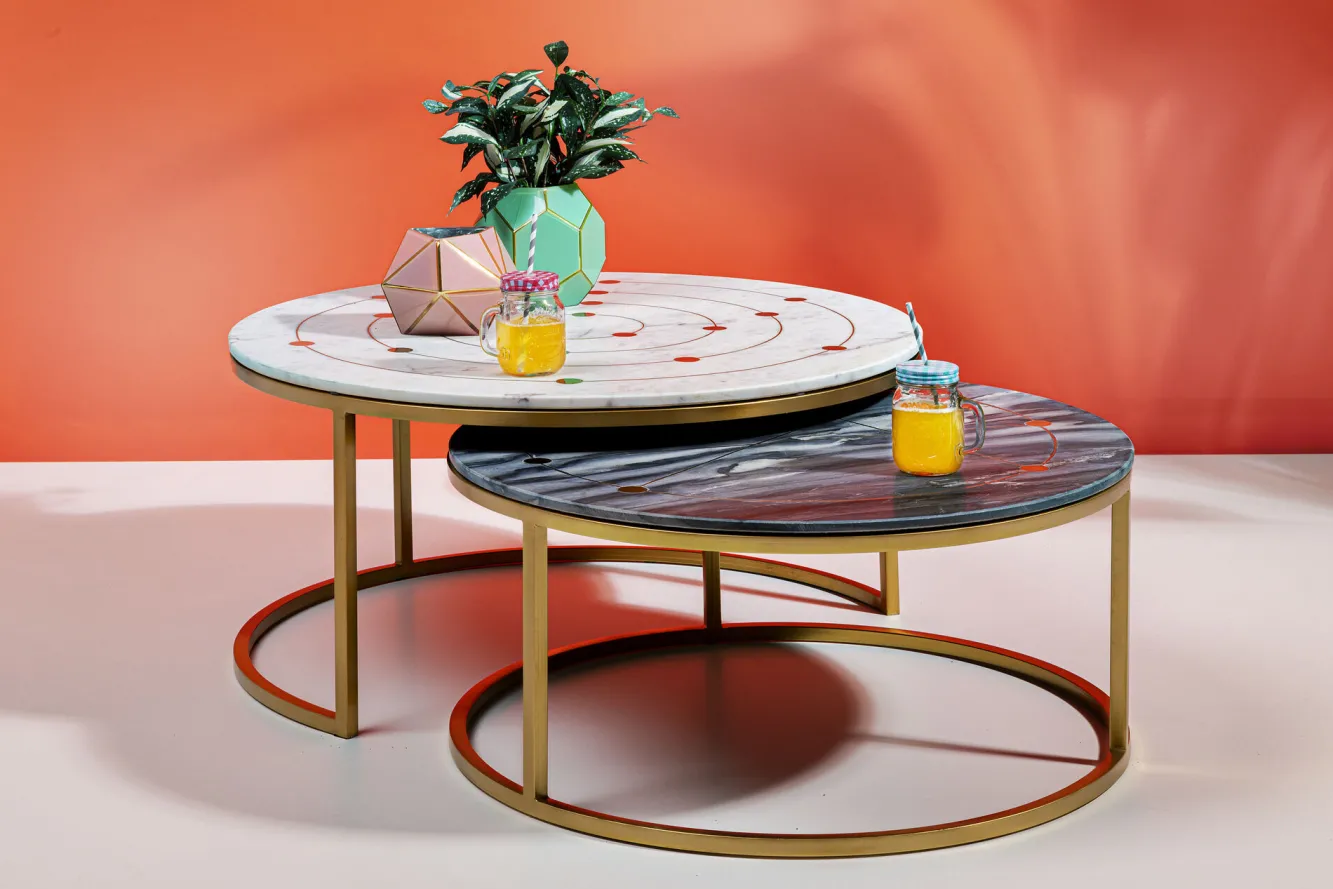 Sale KARE Design Zestaw dwóch stolików kawowych Mystic Round kolorowe Ø90 - KARE