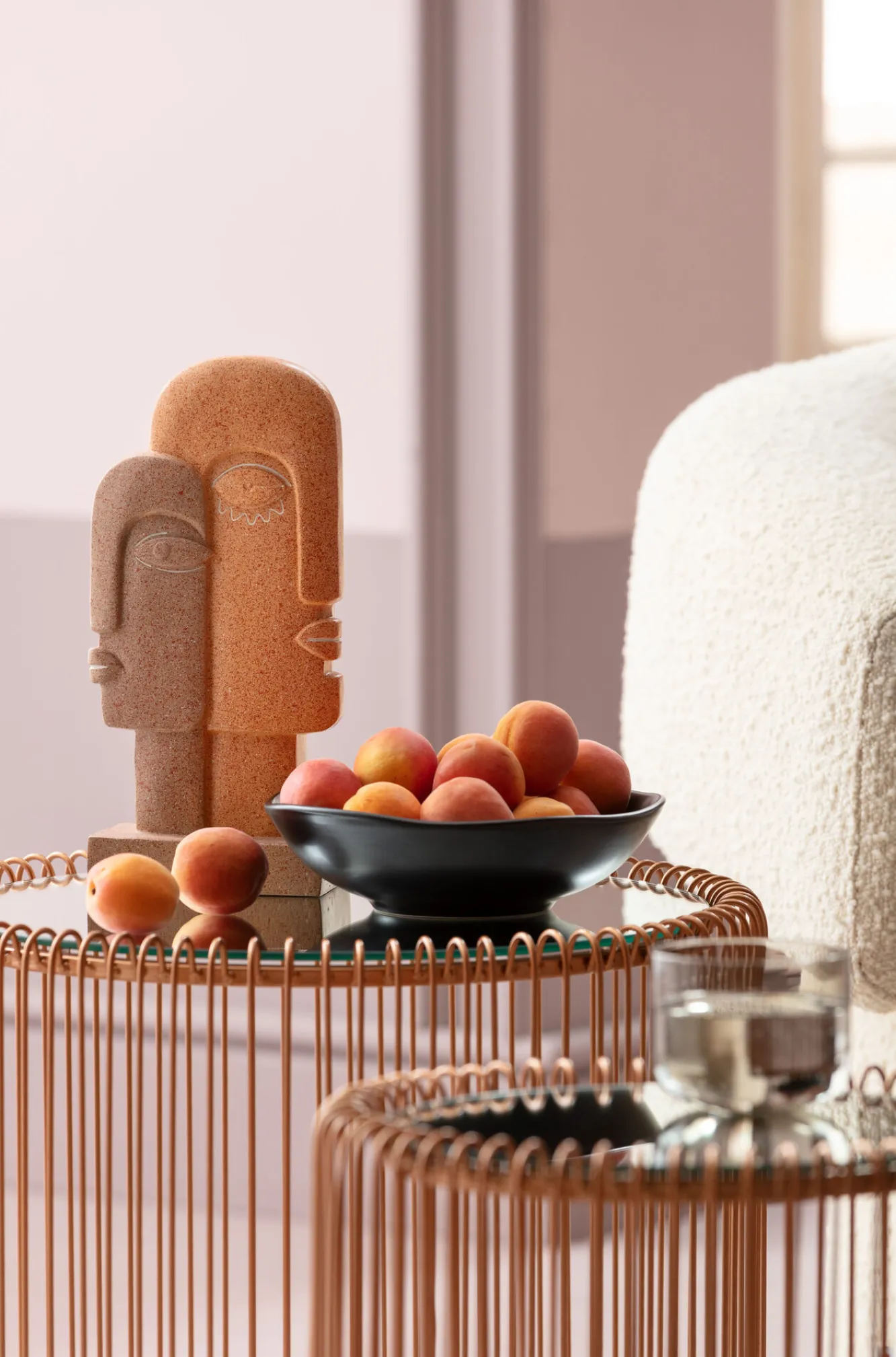 Fashion KARE Design Zestaw dwóch stolików Wire Copper miedziane - blaty lustrzane - KARE