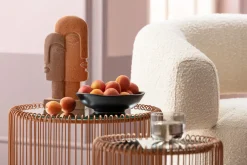 Fashion KARE Design Zestaw dwóch stolików Wire Copper miedziane - blaty lustrzane - KARE