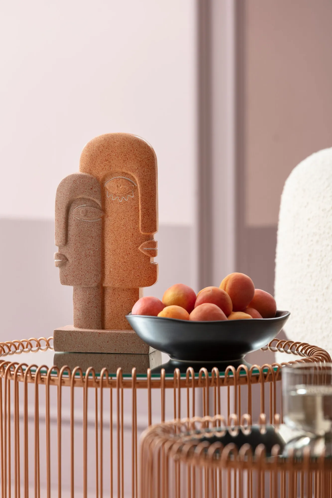 Fashion KARE Design Zestaw dwóch stolików Wire Copper miedziane - blaty lustrzane - KARE