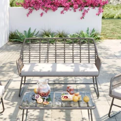 Clearance KARE Design Zestaw ogrodowy 4-elementowy sofa, 2 fotele i stolik kawowy - KARE