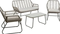 Clearance KARE Design Zestaw ogrodowy 4-elementowy sofa, 2 fotele i stolik kawowy - KARE