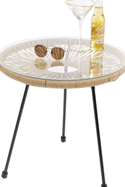 Best KARE Design Zestaw ogrodowy fotel żyłkowy i stolik okrągły kolor naturalny - KARE