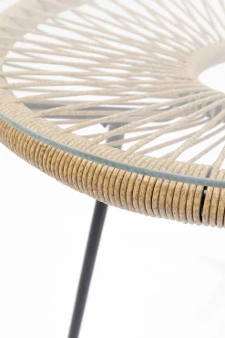 Best KARE Design Zestaw ogrodowy fotel żyłkowy i stolik okrągły kolor naturalny - KARE