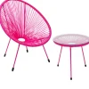 Hot KARE Design Zestaw ogrodowy fotel żyłkowy i stolik okrągły kolor różowy - KARE