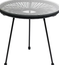 Clearance KARE Design Zestaw ogrodowy fotel żyłkowy i stolik okrągły kolor czarny - KARE