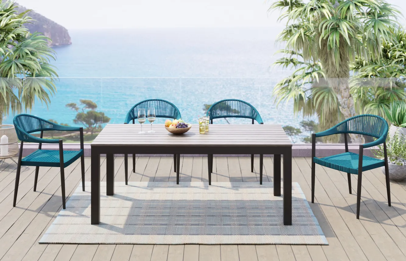 Outlet KARE Design Zestaw ogrodowy Sorento niebieski (5-szt) - KARE