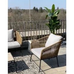 Discount KARE Design Zestaw ogrodowy szaro-naturalny 4-set sofa, stolik i 2 fotele - KARE