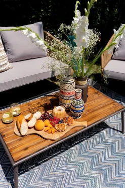 Discount KARE Design Zestaw ogrodowy szaro-naturalny 4-set sofa, stolik i 2 fotele - KARE