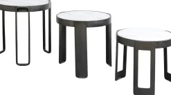 Sale KARE Design Zestaw trzech stolików Perelli czarne - blaty szklane - KARE