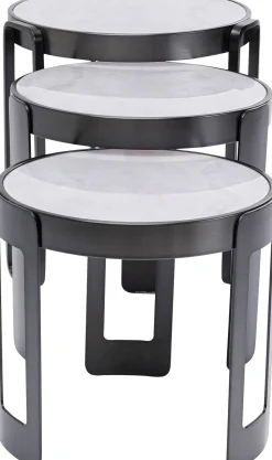 Sale KARE Design Zestaw trzech stolików Perelli czarne - blaty szklane - KARE