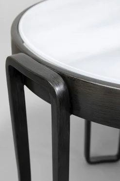 Sale KARE Design Zestaw trzech stolików Perelli czarne - blaty szklane - KARE